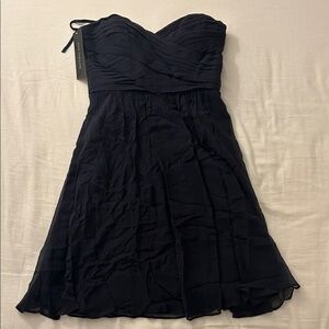 NWT Ann Taylor Silk Georgette Strapless Navy Blue Mini Dress Size 00